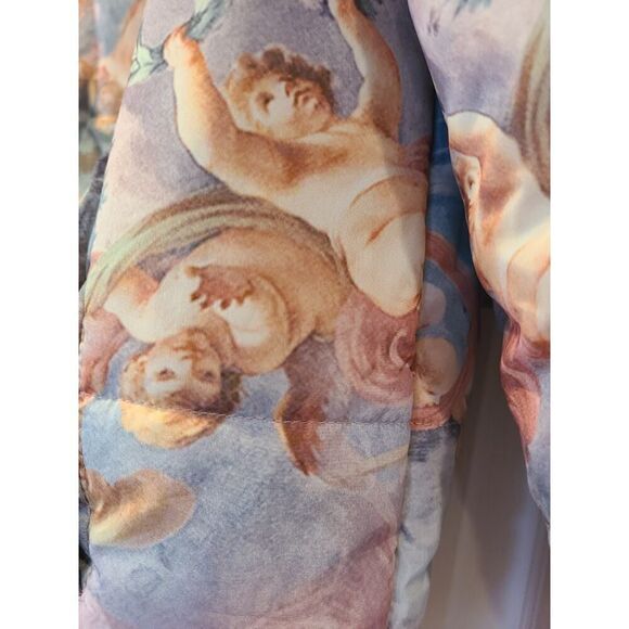 Forever21 Cherub Angel Puffer Jacket All Over Print Renaissance Fantasy | S EUC - Picture 9 of 11